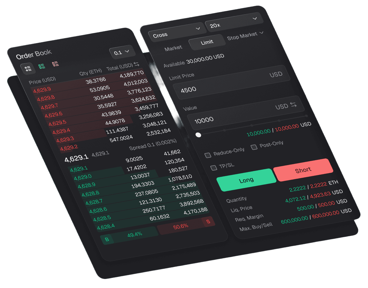 TITANDeFi trading interface showing an order book and execution controls